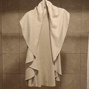 Cascading Faux Suede Vest  Tan Large